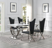 5-Piece Dining Set White Leather G082