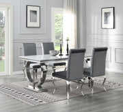 5-Piece Dining Set White Velvet Gry G082