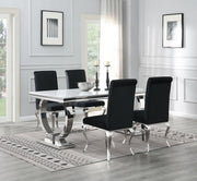 5-Piece Dining Set White Velvet Blk G082
