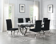 7-Piece Dining Set White Velvet Blk G082