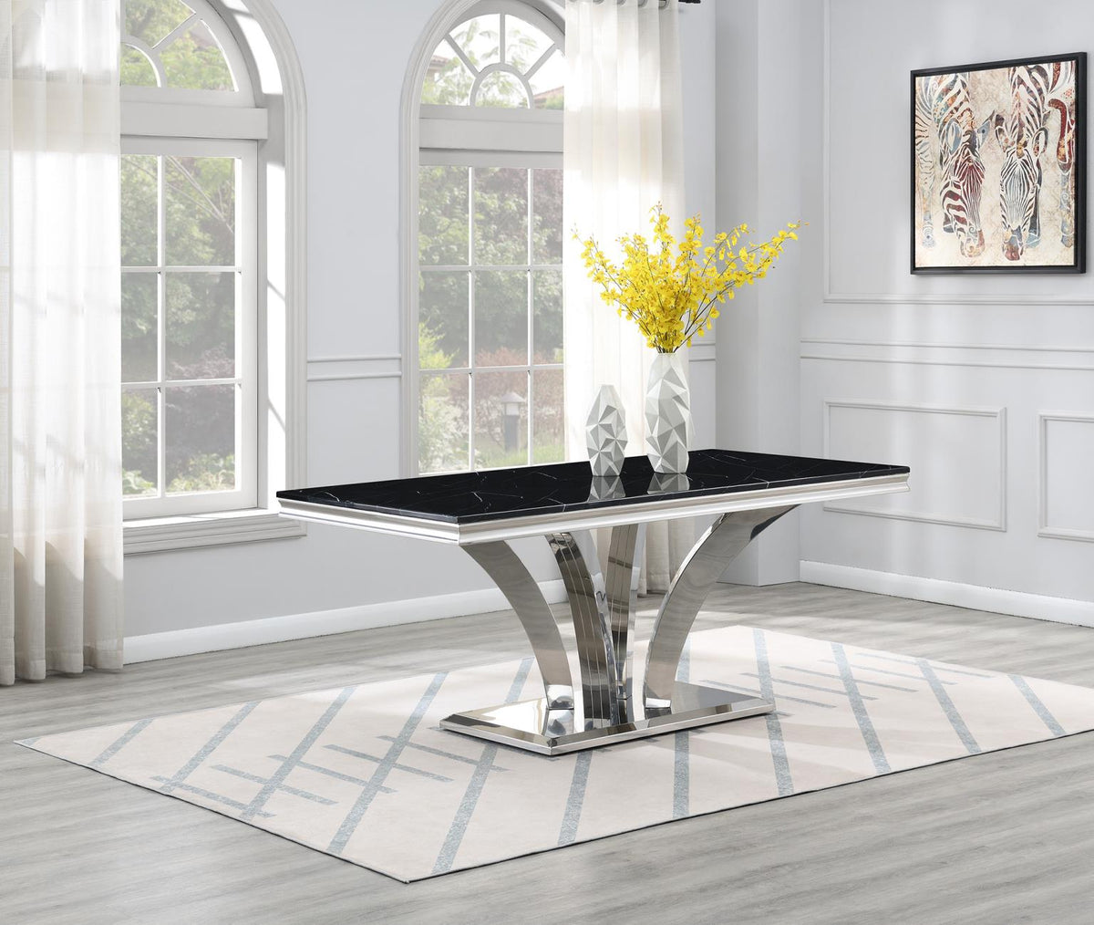 5-Piece Dining Set Black Velvet Blk G083
