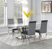 5-Piece Dining Set White Velvet Gry G083