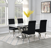 5-Piece Dining Set White Velvet Blk G083