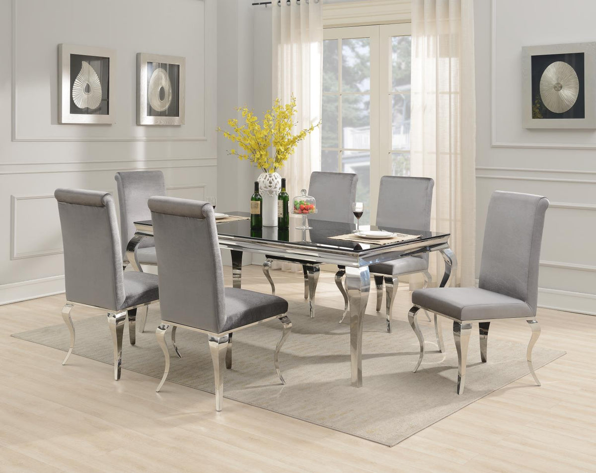 7-Piece Dining Set Velvet Gry G106