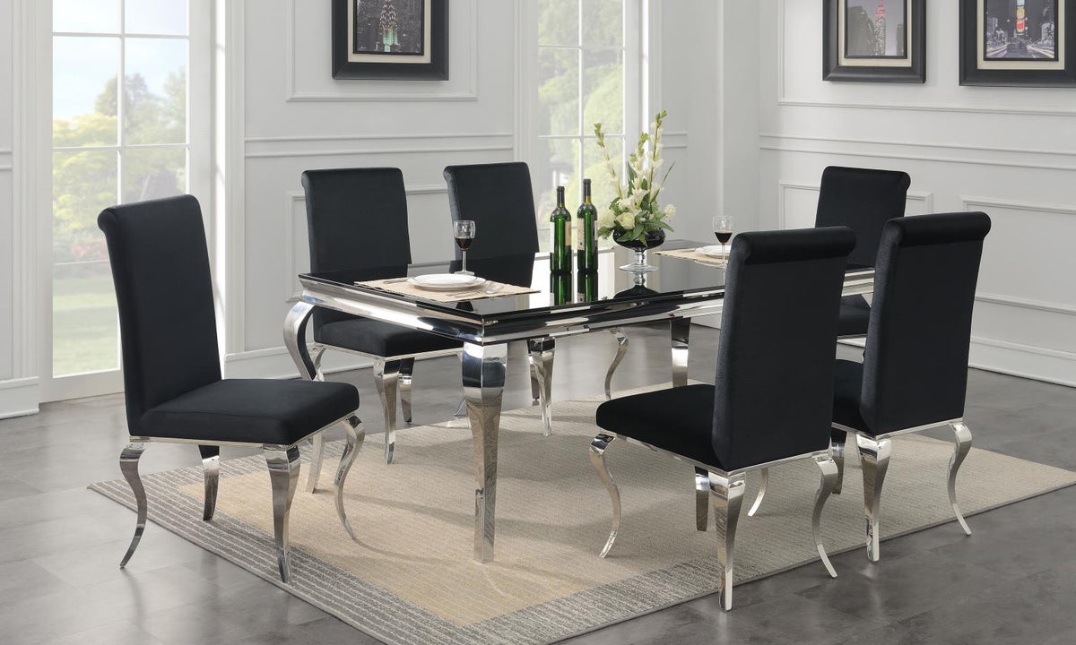 7-Piece Dining Set Velvet Blk G106