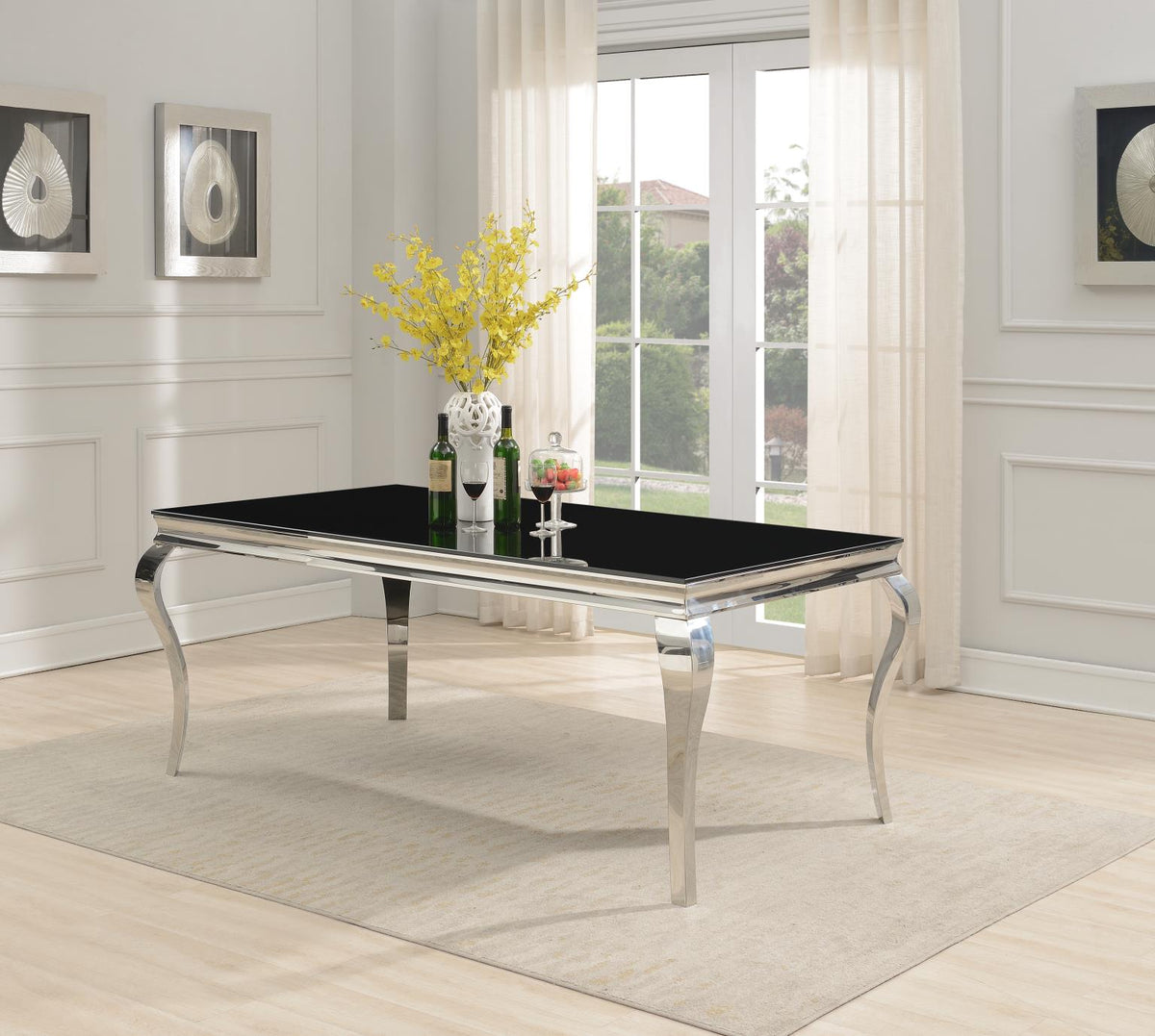 7-Piece Dining Set Velvet Blk G106