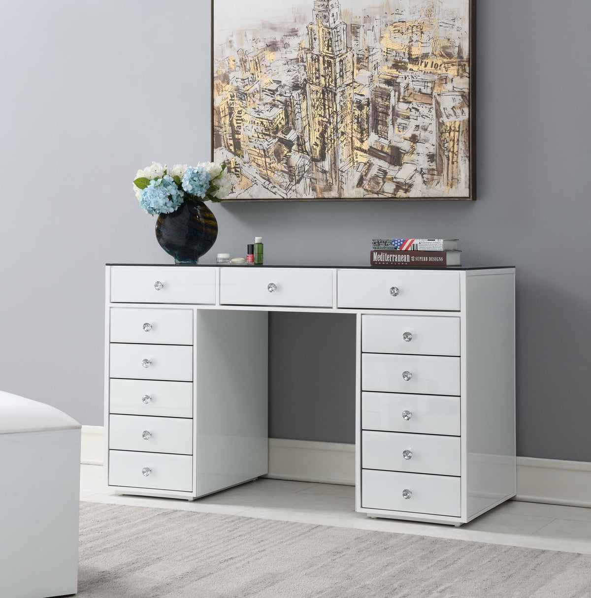 White Wood Vanity (Mirror Sold Separately)