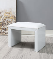 White Wood Vanity Stool