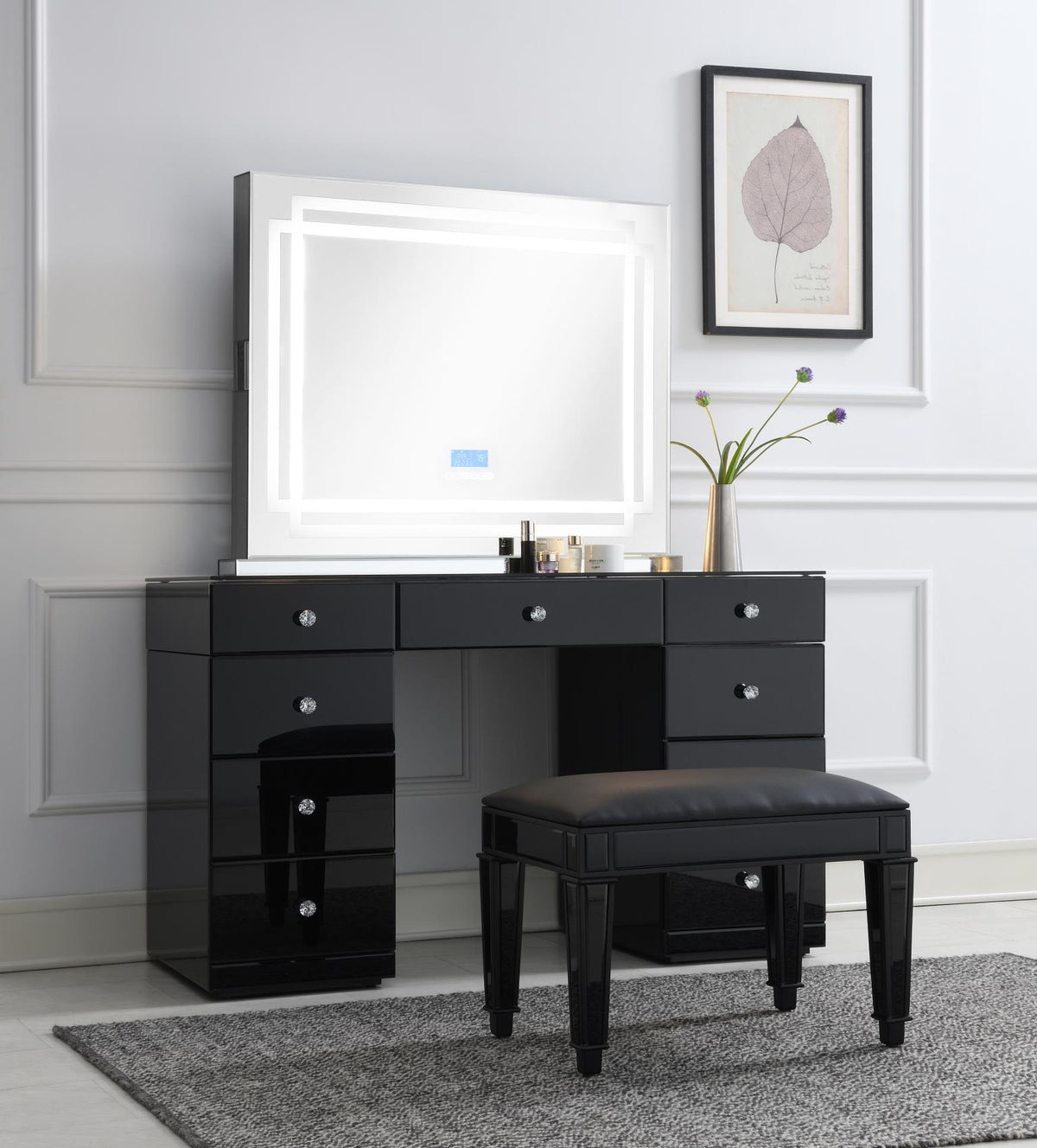 Glamour Vanity Set (Dresser + Mirror Bluetooth Speaker With Lights)