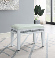 White Wood Vanity Stool