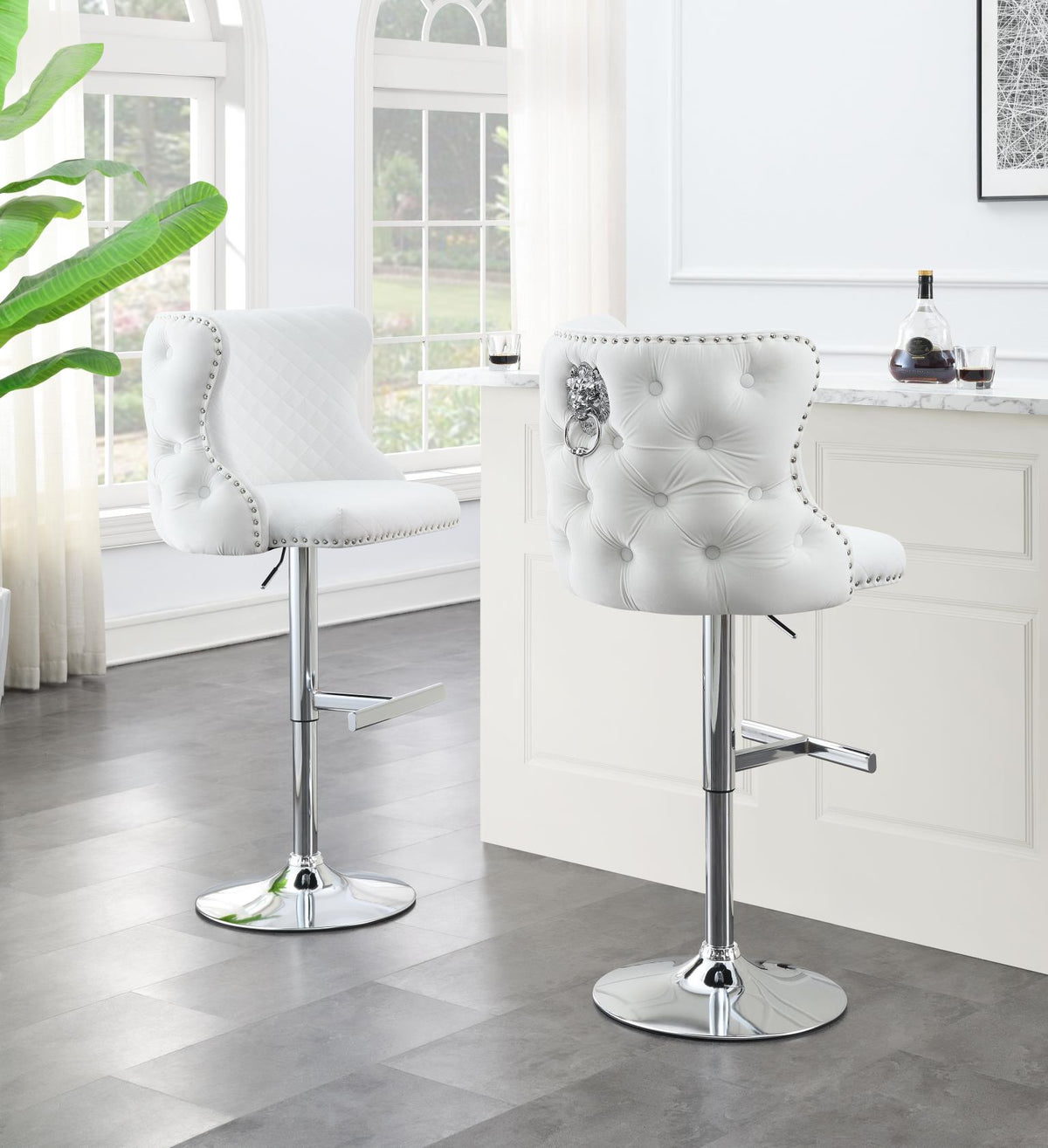 White Velvet Bar Stool
