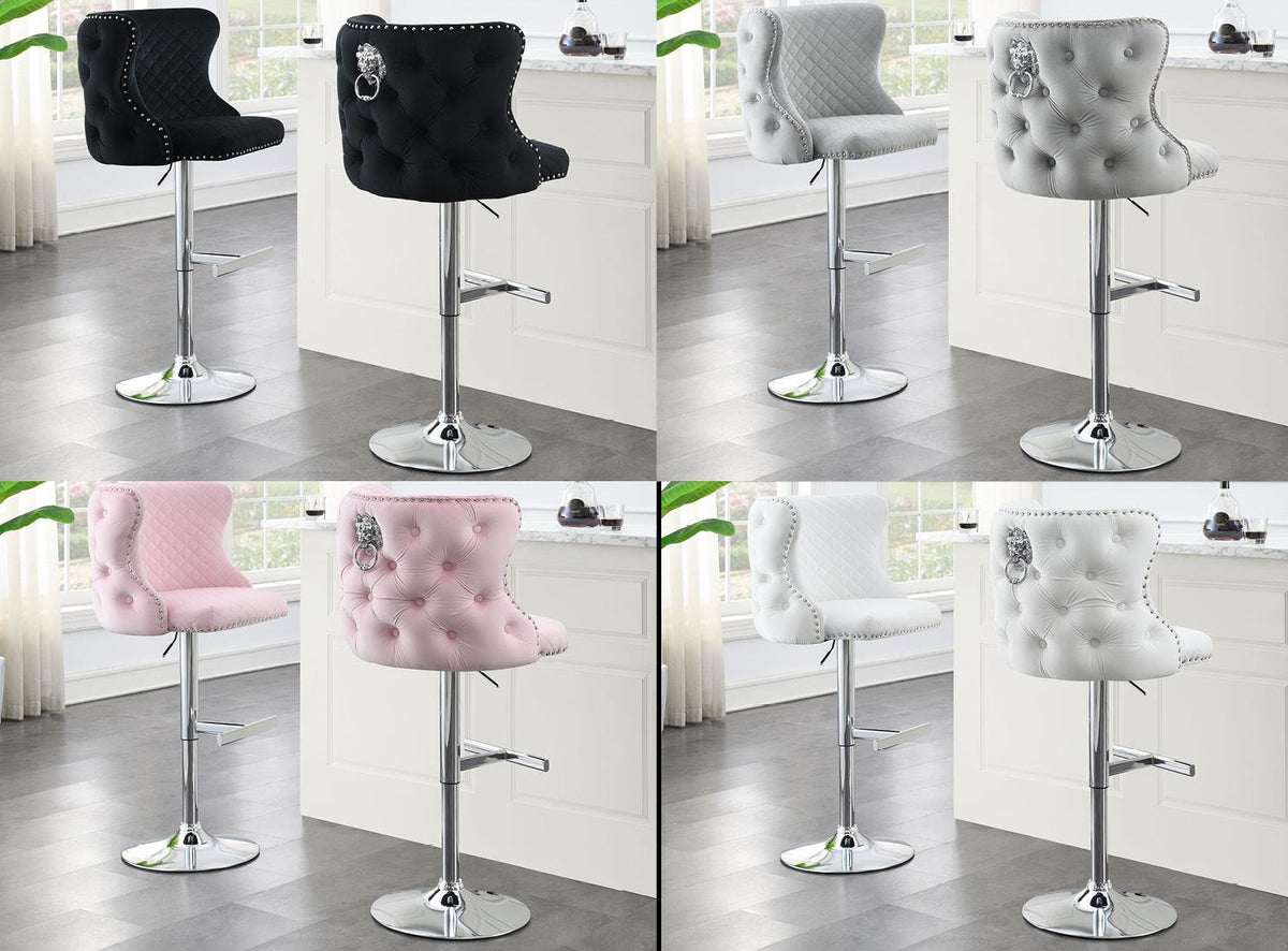 Gray Velvet Bar Stool