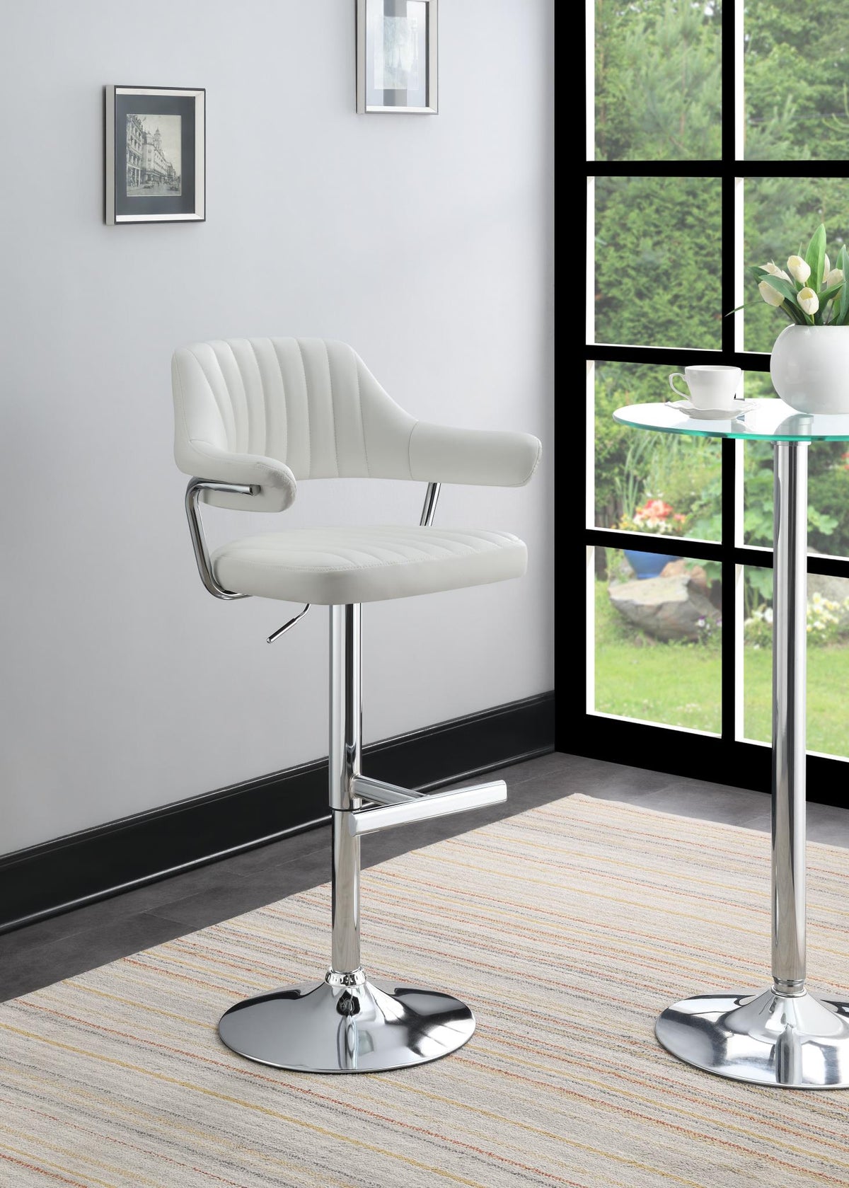 White Leather PU Bar Stool