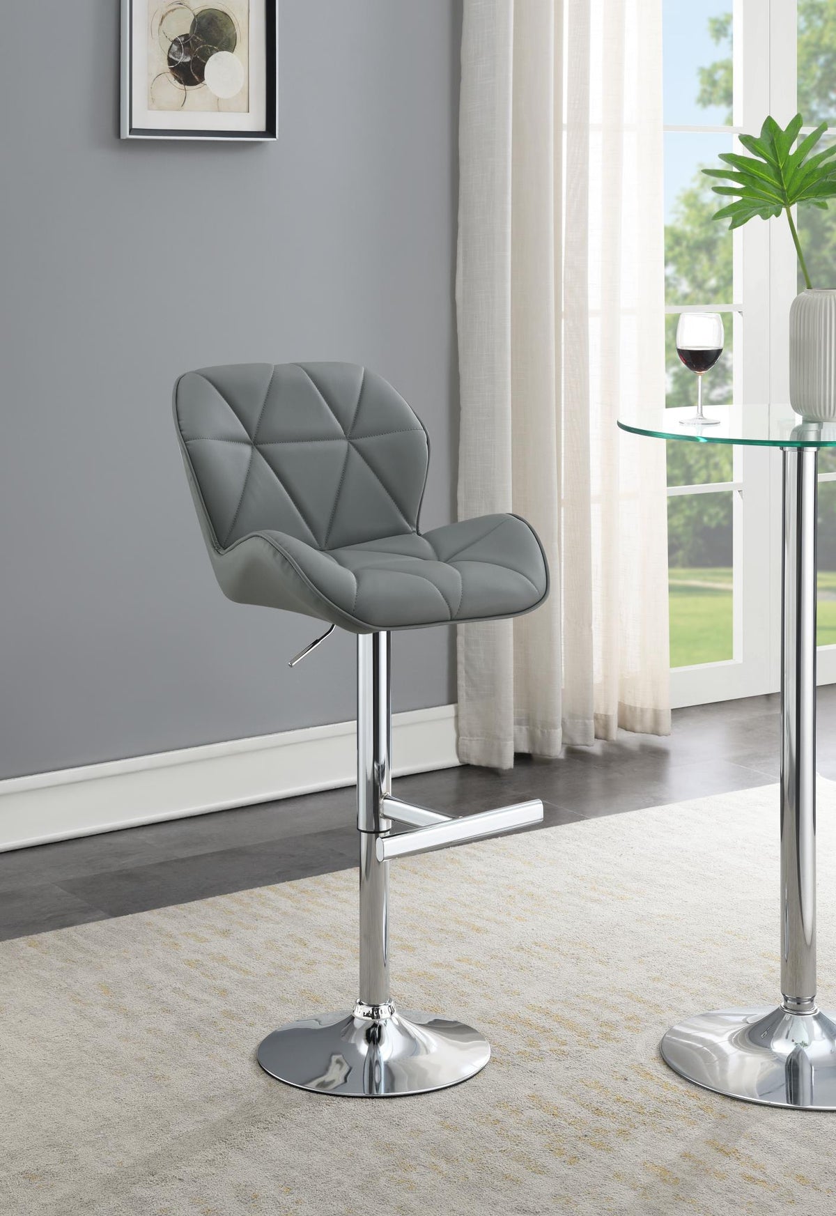 Gray Leather PU Bar Stool