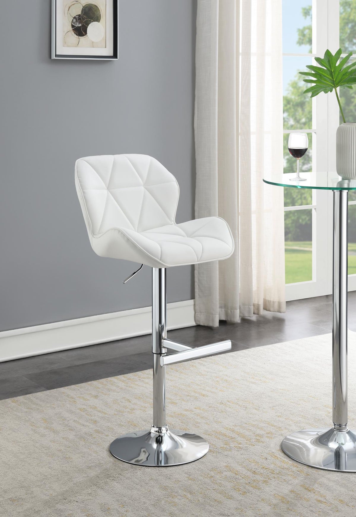 White Leather PU Bar Stool