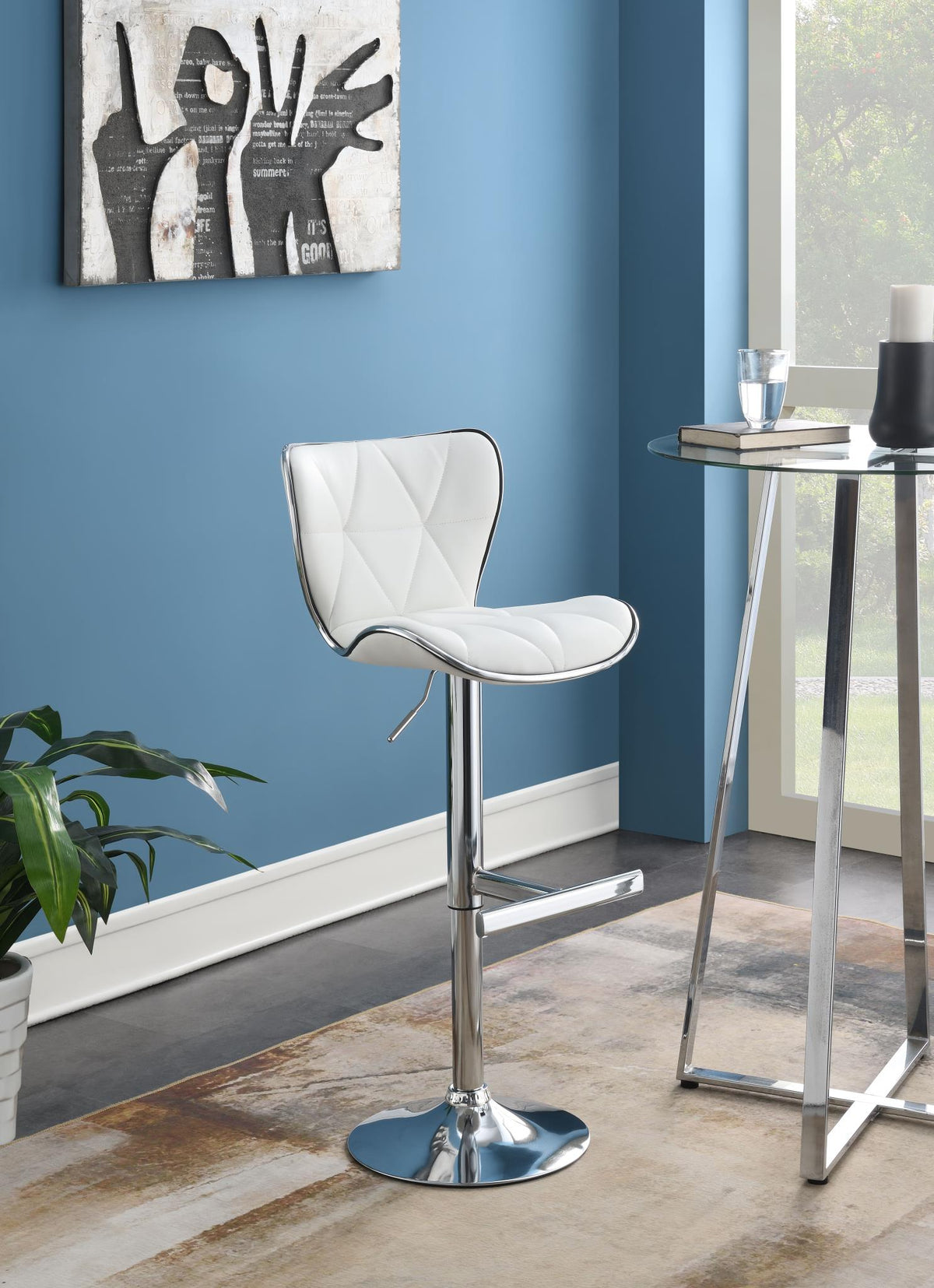 White Leather PU Bar Stool