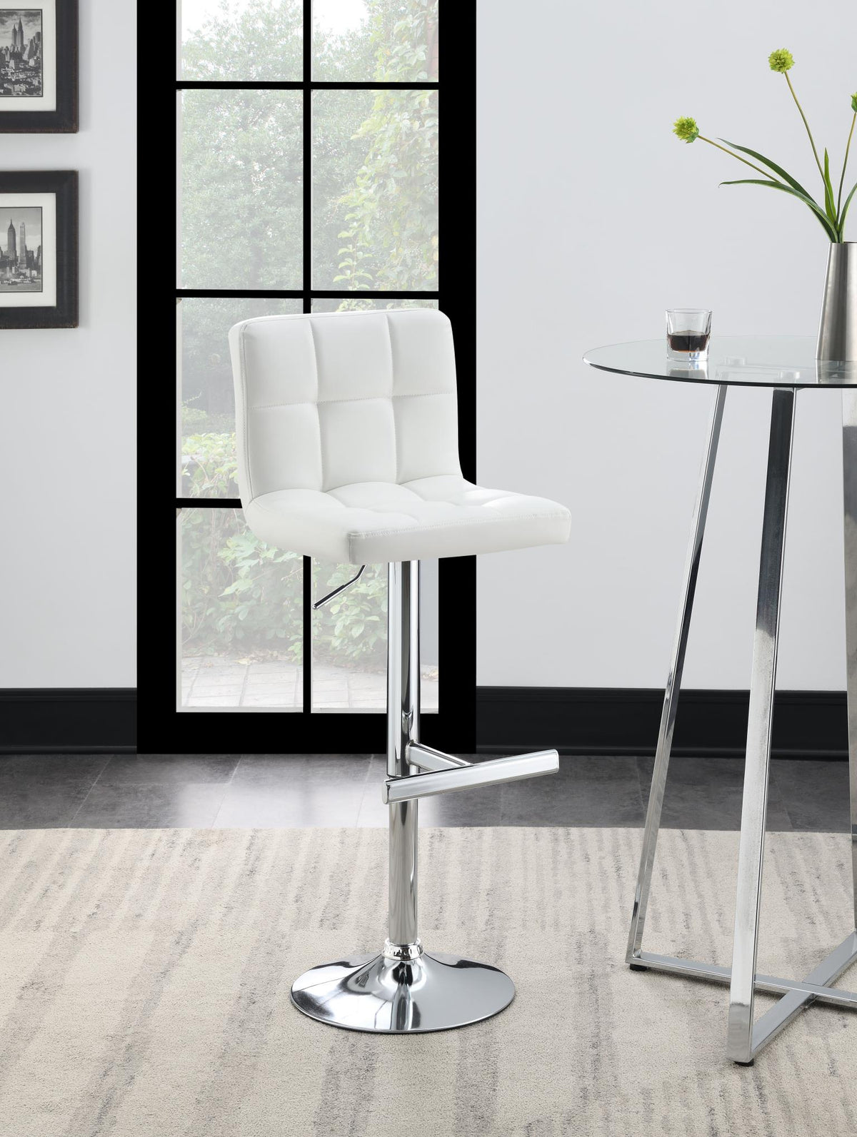 White Leather PU Bar Stool