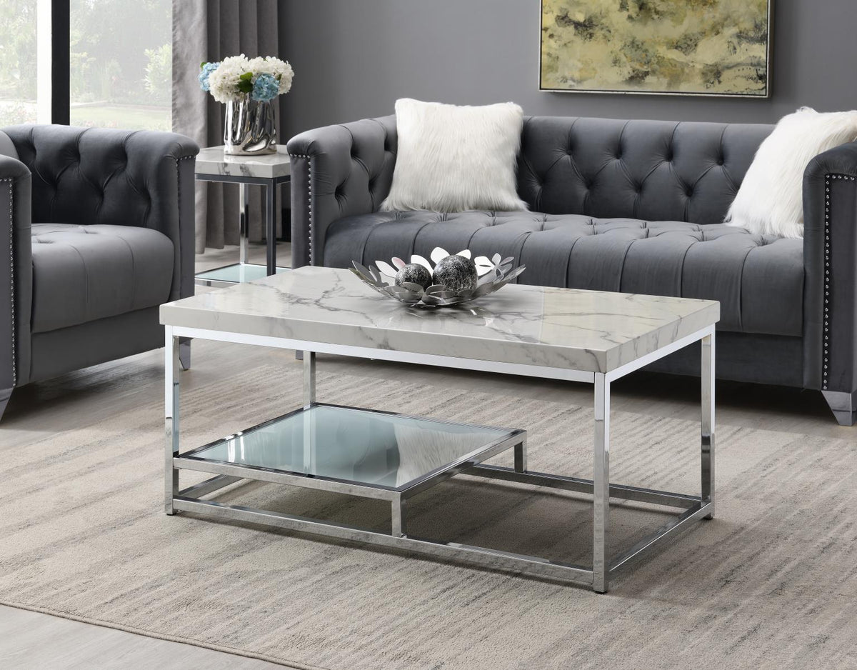 Chrome Coffee Table & 2 End Table