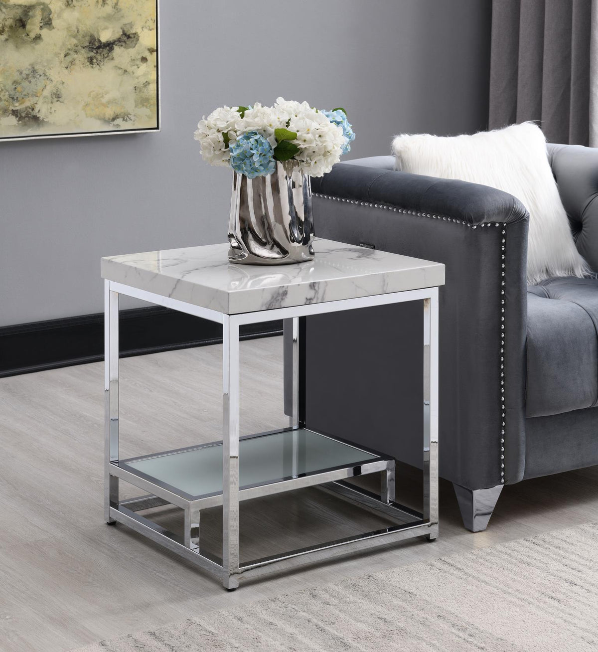 Chrome Coffee Table & 2 End Table