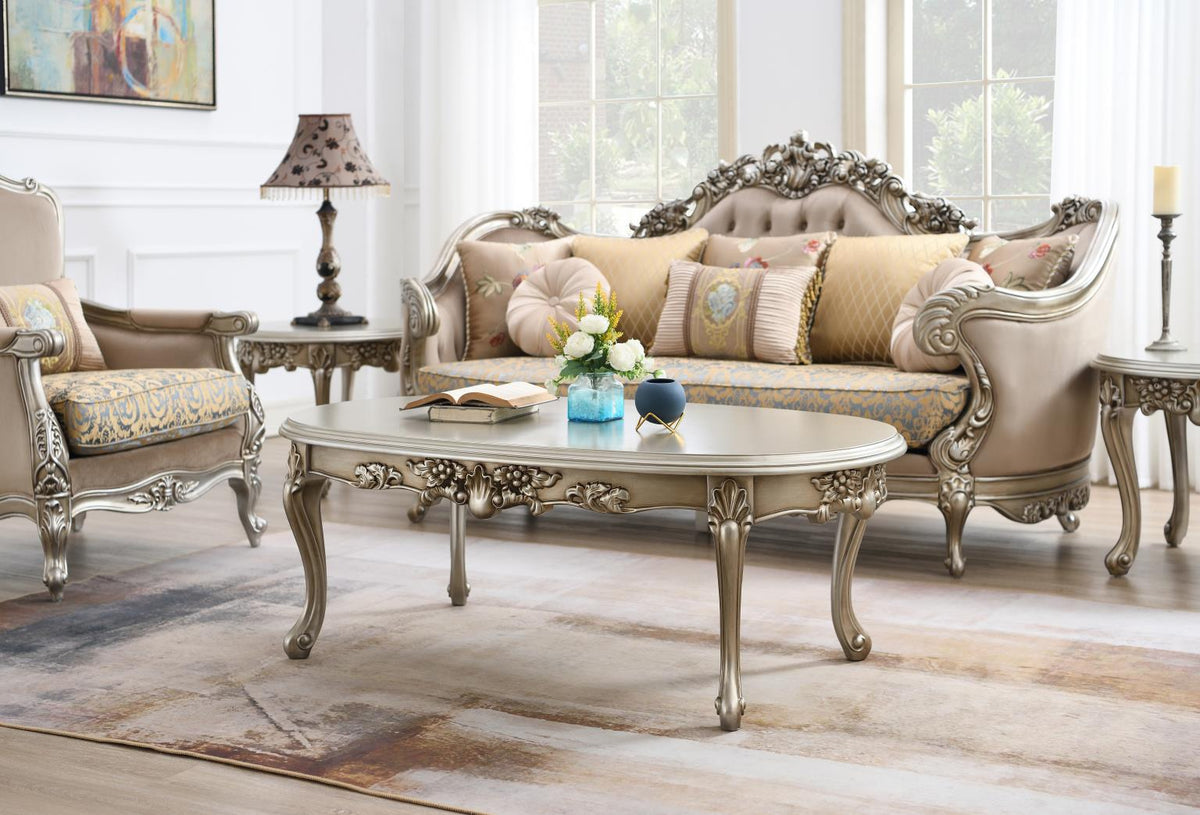 Traditional Champagne 3-Piece Living Room Set