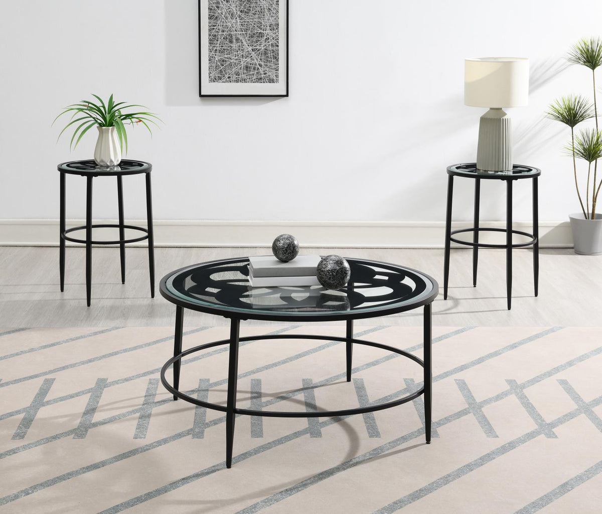 Black Coffee Table & 2 End Table