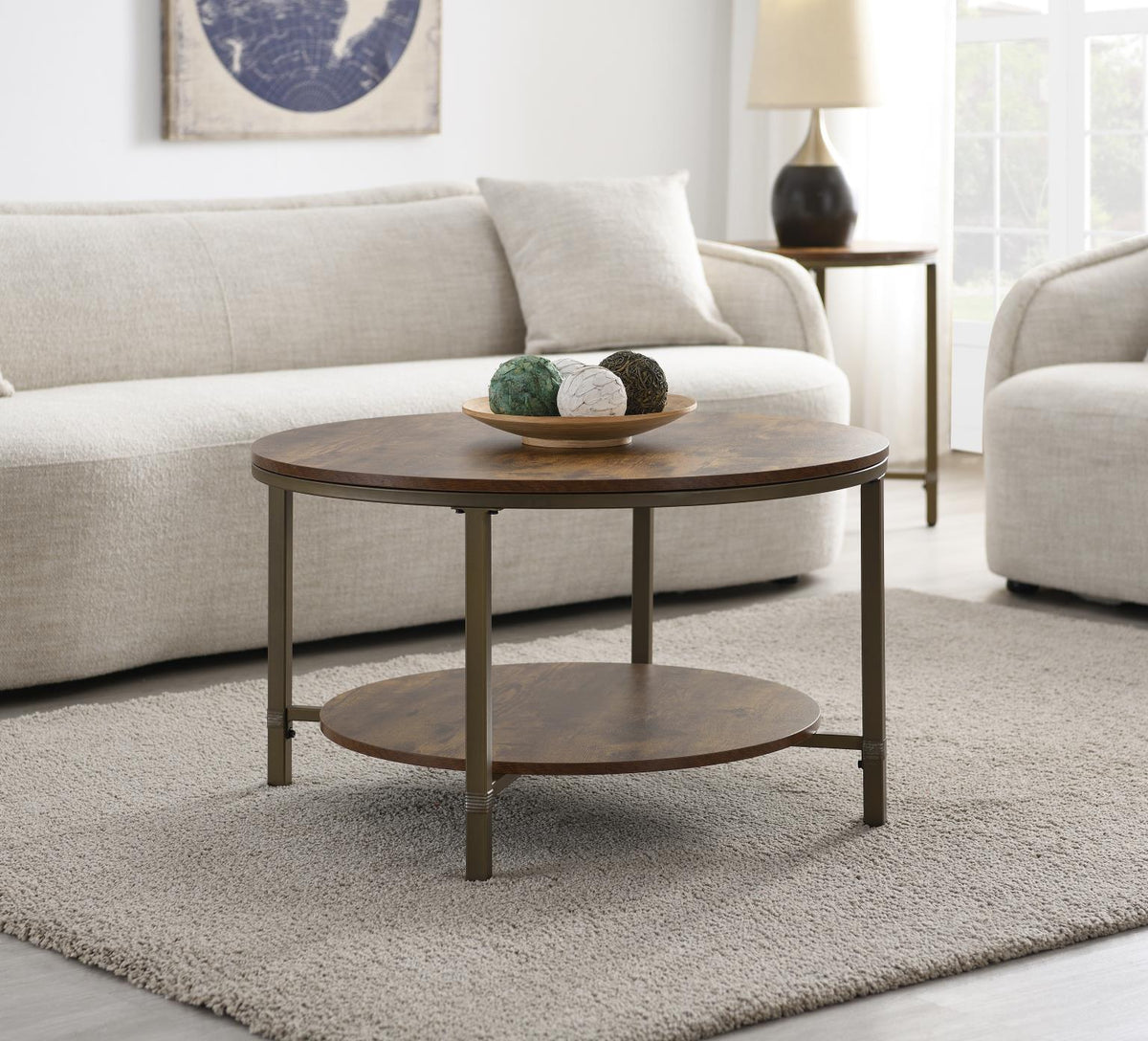 Round Coffee Table & 2 End Table