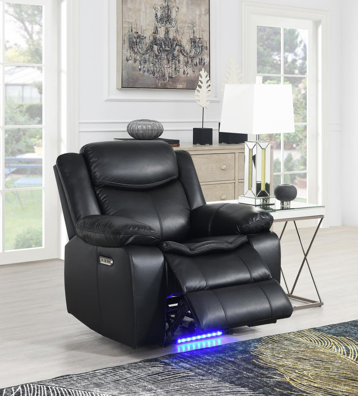 Black Power Reclining Chair with LED Light