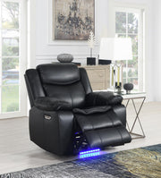 Black Power Reclining Chair with LED Light