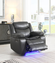 Gray Power Reclining Chair with LED Light