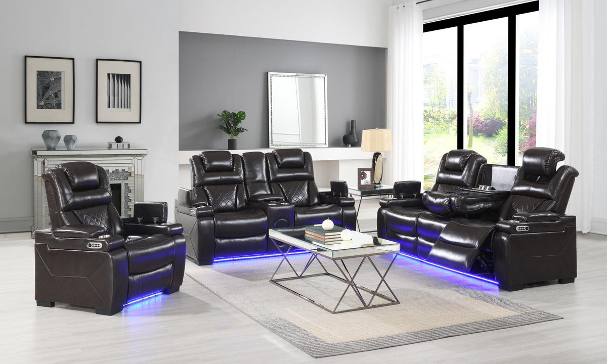 Dark Brown Power Reclining Sofa