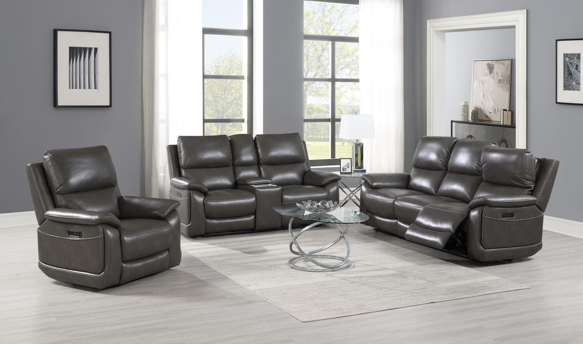 Gray Power Reclining Chair (Gel Leather)