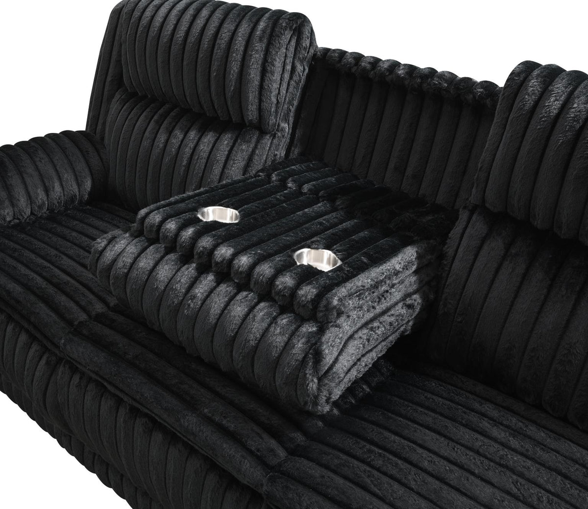 Black Corduroy Motion 2-Piece Living Room Set