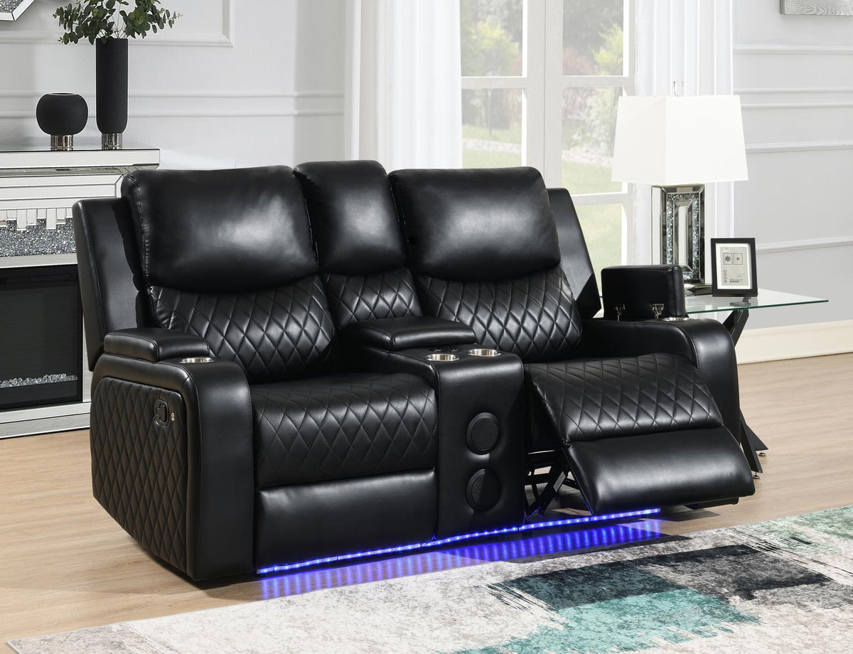 Black LED Motion Loveseat with Bluetooth Speaker