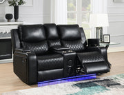 Black LED Motion Loveseat with Bluetooth Speaker