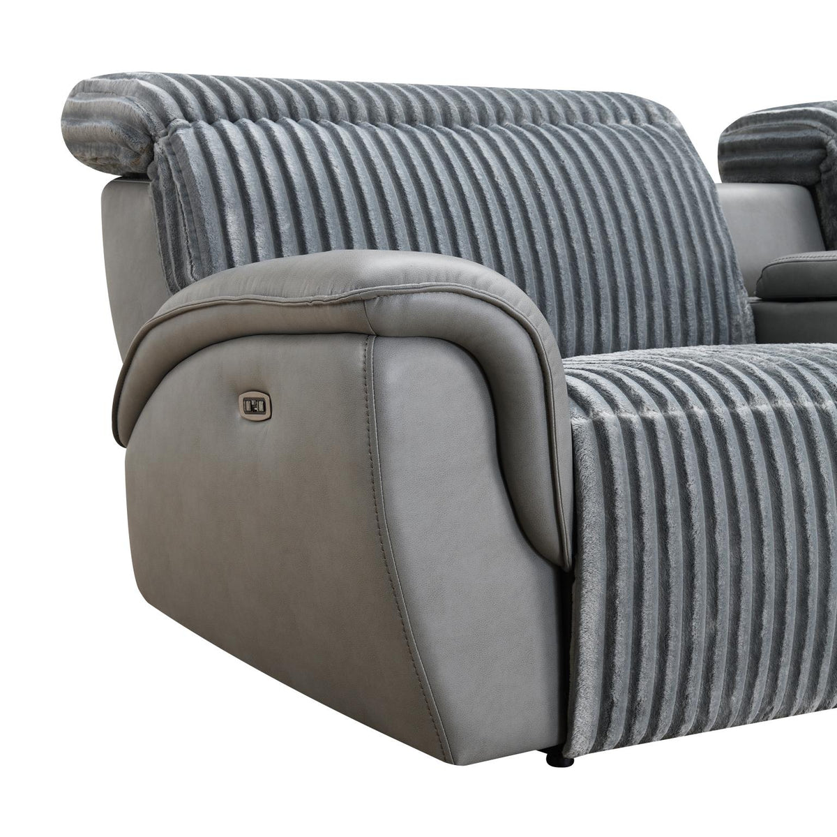 6-Piece Gray Power Reclining Sectional with Power Headrest