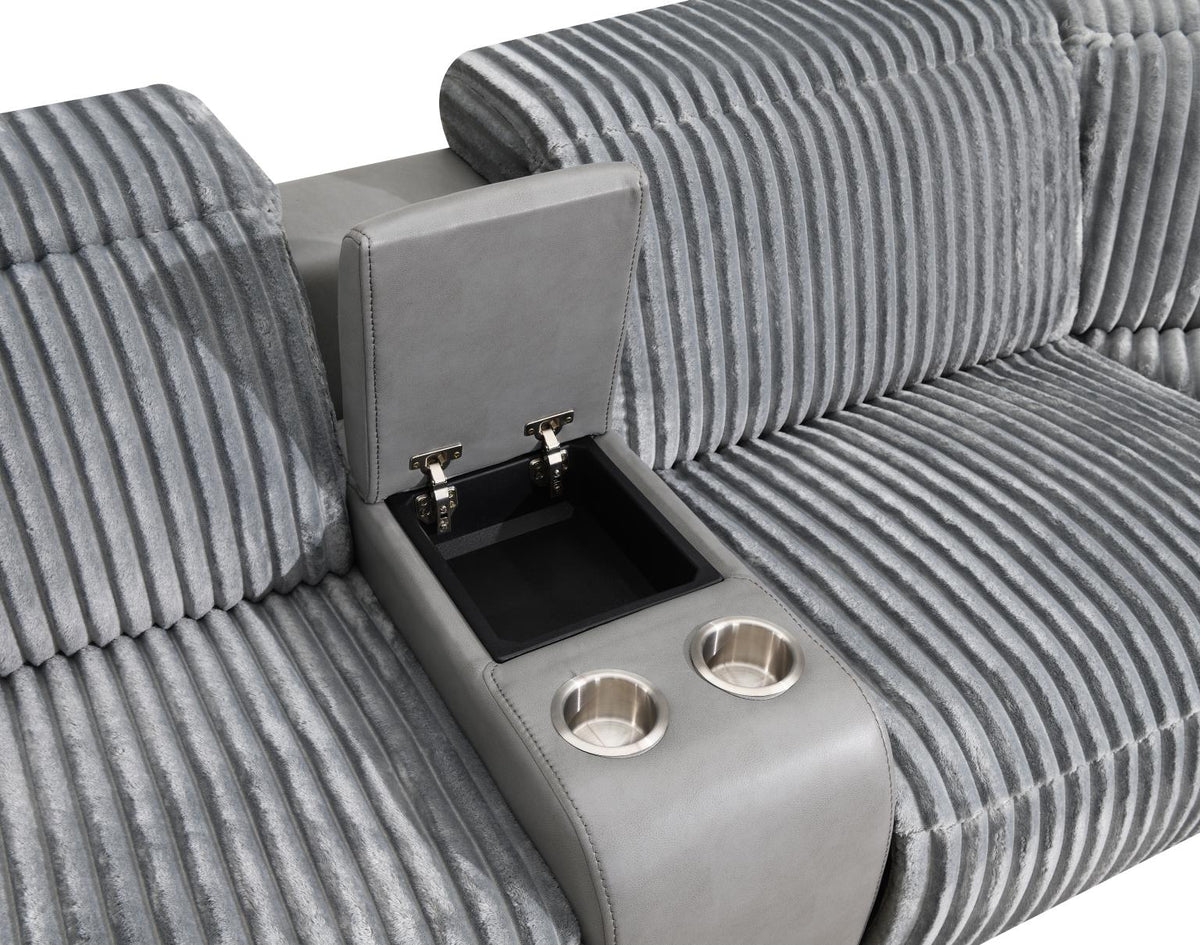 6-Piece Gray Power Reclining Sectional with Power Headrest