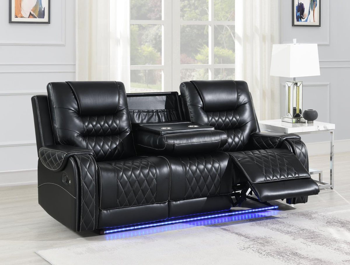 Black Motion Sofa with Drop Down