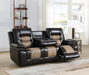 Brown Motion Sofa with Drop Down, And Two Wireless Chargers