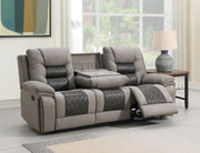 Gray/Charcoal Motion Sofa with Drop Down, And Two Wireless Chargers
