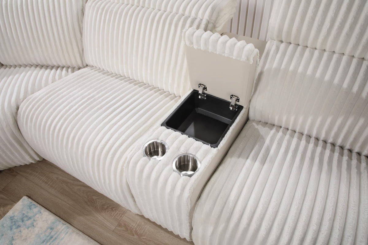 6-Piece White Power Reclining Sectional with Power Headrest
