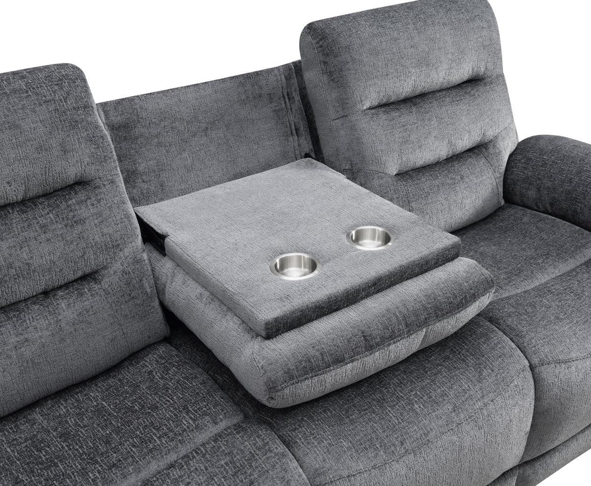 Gray Motion Sofa with Drop Down