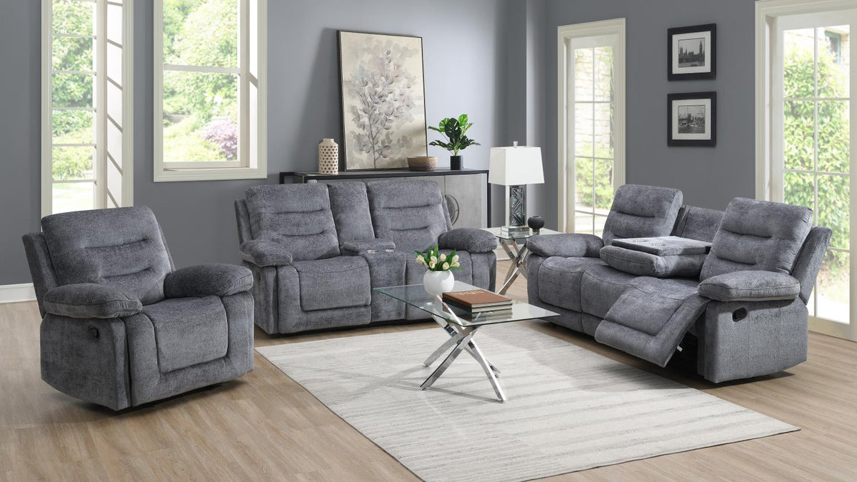 Gray Motion Sofa with Drop Down