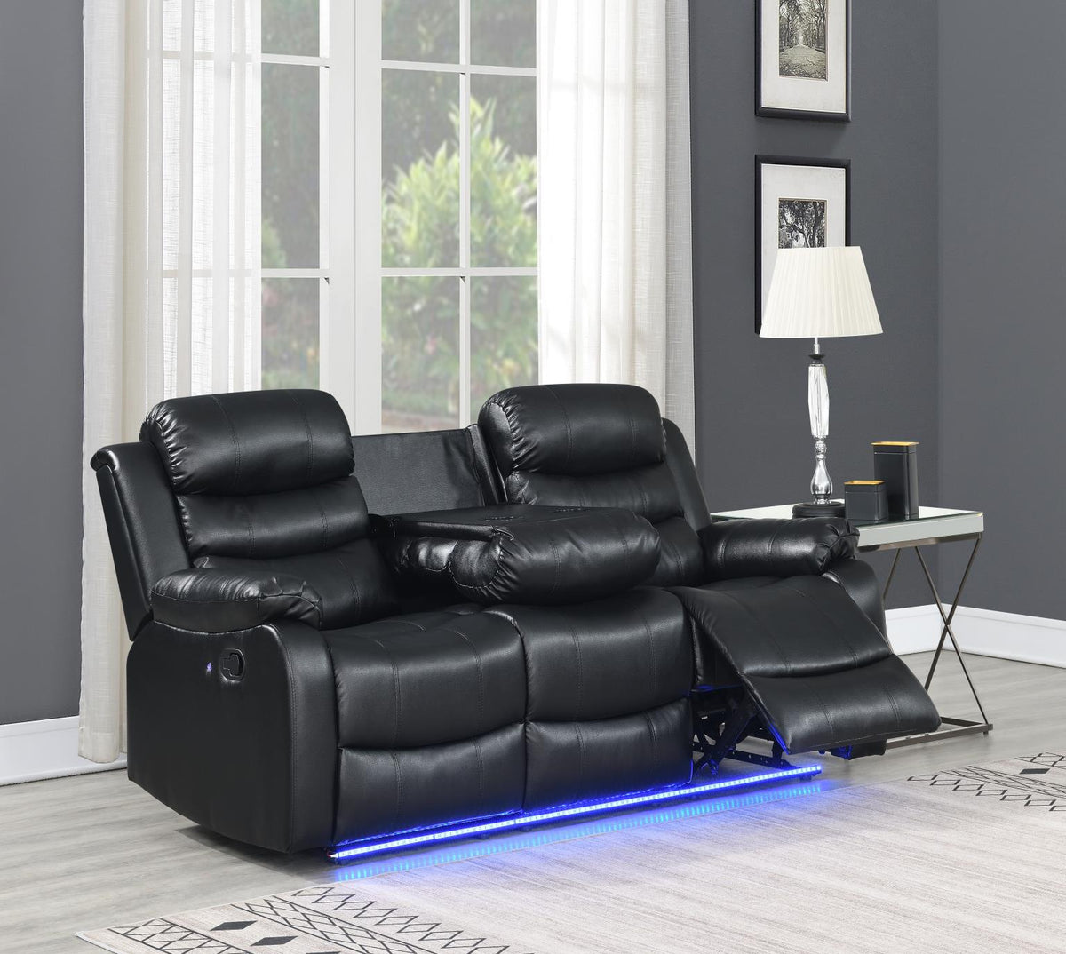Black Motion LED Sofa