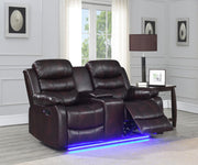 Brown Motion LED Loveseat