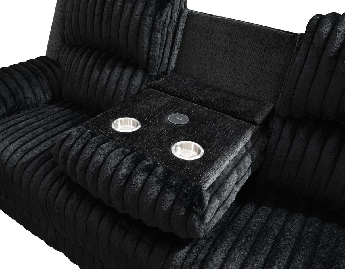 Black Corduroy Power Reclining 2-Piece Living Room Set