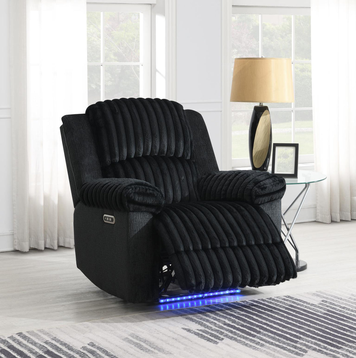 Black Corduroy Power Reclining 2-Piece Living Room Set