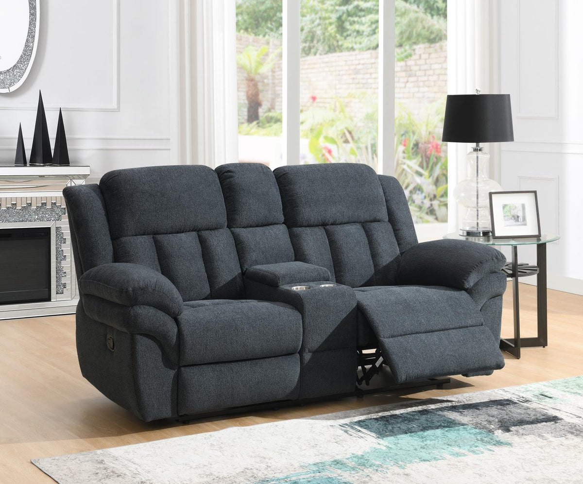 Gray Motion Sofa with Drop Down Table