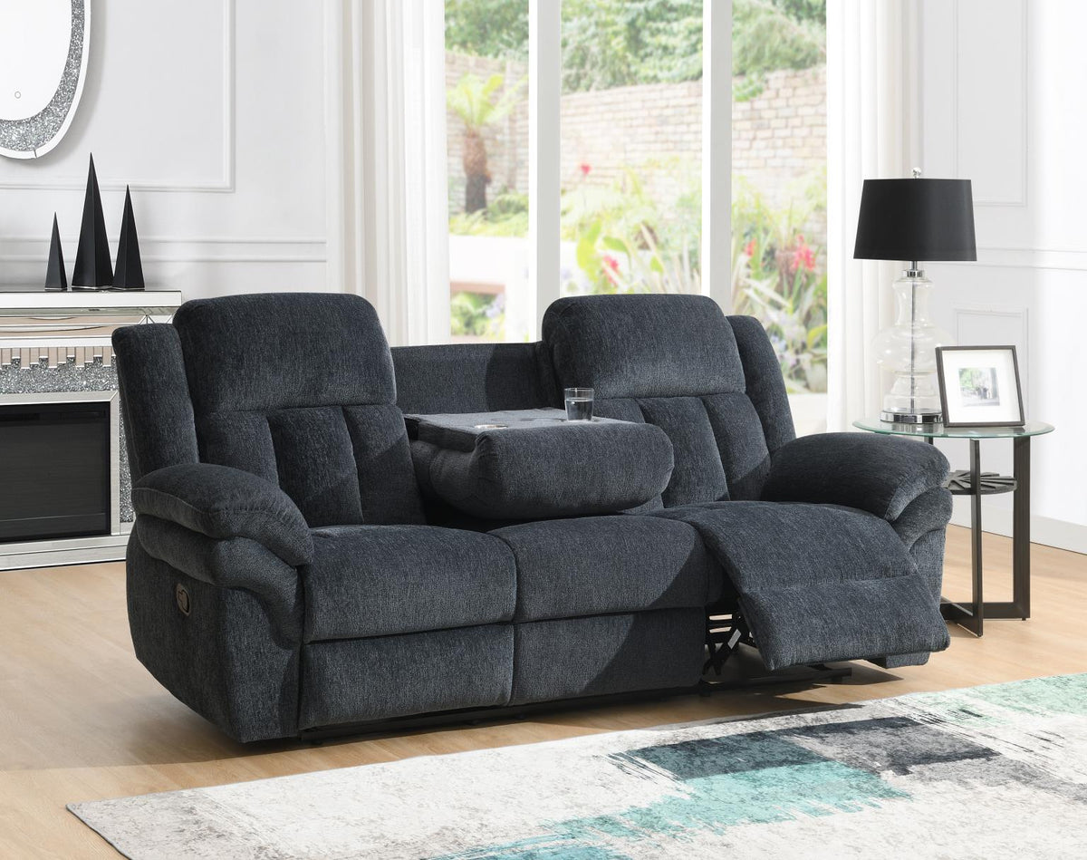 Gray Motion Sofa with Drop Down Table