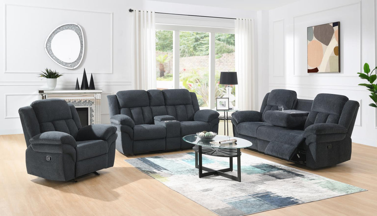 Gray Motion Sofa with Drop Down Table