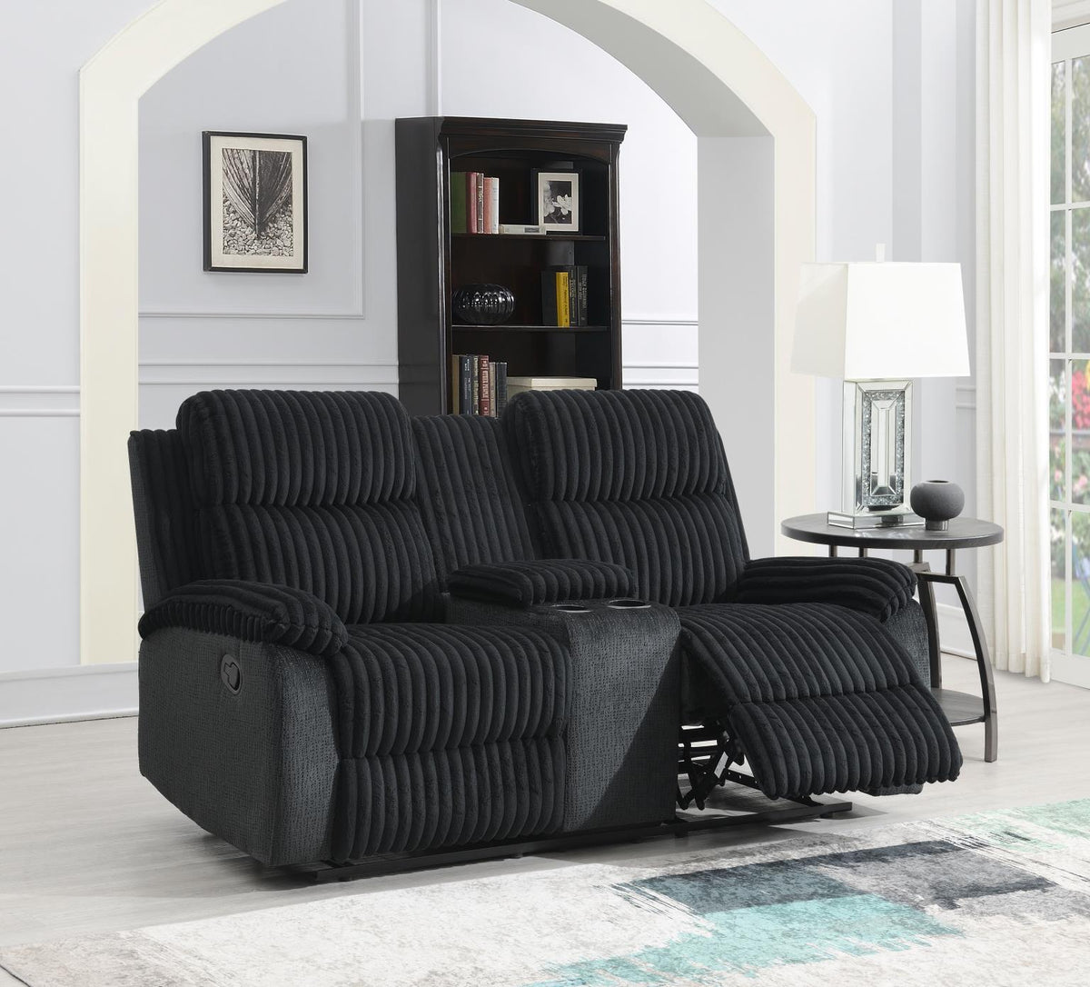 Black Corduroy Motion Loveseat